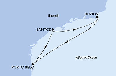 Brazília zo Santosu na lodi MSC Divina