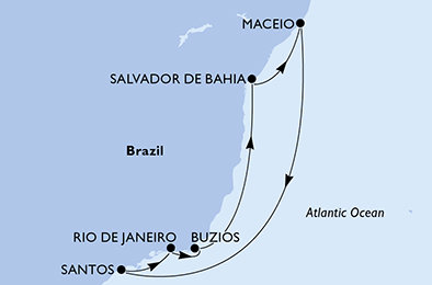 Brazília zo Salvadoru na lodi MSC Virtuosa