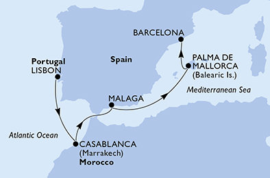 Portugalsko, Maroko, Španielsko z Lisabonu na lodi MSC Seaview