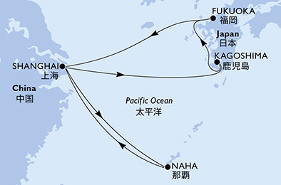 Čína, Japonsko zo Šanghaja na lodi MSC Bellissima