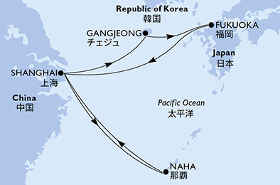 Čína, Južná Kórea, Japonsko zo Šanghaja na lodi MSC Bellissima
