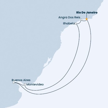 Brazília, Uruguaj, Argentína z Rio de Janeira na lodi Costa Fortuna