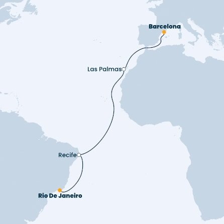 Brazília, Španielsko z Rio de Janeira na lodi Costa Fascinosa