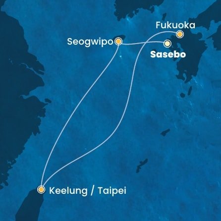 Japonsko, Južná Kórea, Tchaj-wan zo Saseba na lodi Costa Serena
