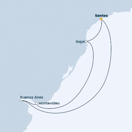 Brazília, Uruguaj, Argentína zo Santosu na lodi Costa Favolosa