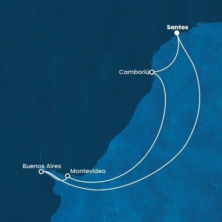 Brazília, Uruguaj, Argentína zo Santosu na lodi Costa Favolosa