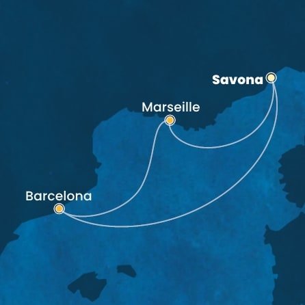 Taliansko, Španielsko, Francúzsko ze Savony na lodi Costa Fascinosa