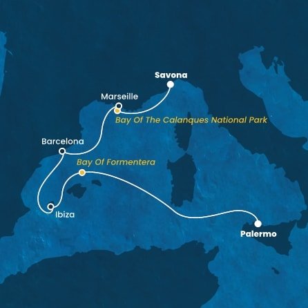 Taliansko, , Francúzsko, Španielsko zo Savony na lodi Costa Toscana