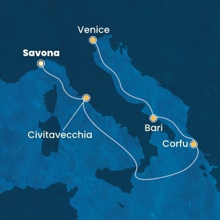 Taliansko, Grécko ze Savony na lodi Costa Deliziosa