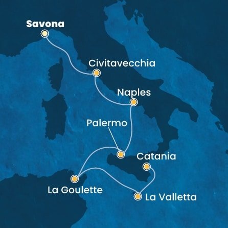 Taliansko, Tunisko, Malta ze Savony na lodi Costa Fascinosa
