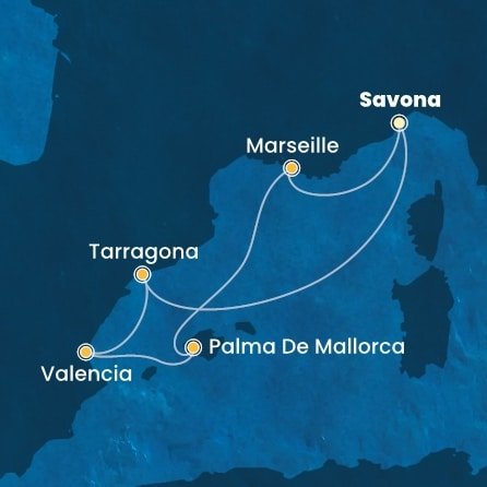 Taliansko, Španielsko, Francúzsko ze Savony na lodi Costa Diadema