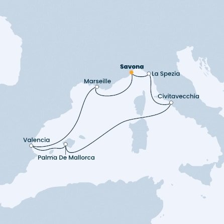 Taliansko, Španielsko, Francúzsko zo Savony na lodi Costa Diadema