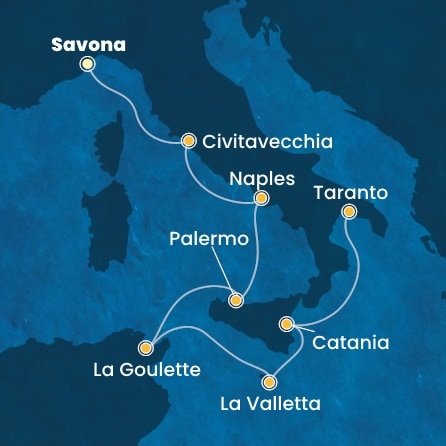 Taliansko, Tunisko, Malta ze Savony na lodi Costa Fascinosa