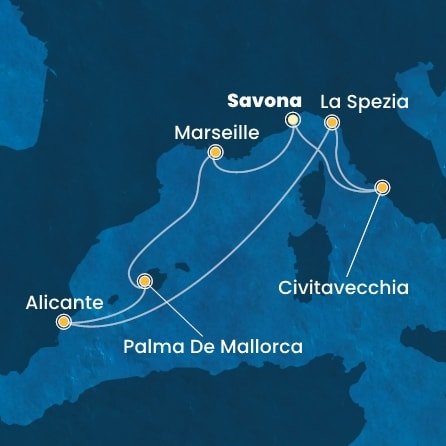 Taliansko, Francúzsko, Španielsko ze Savony na lodi Costa Pacifica