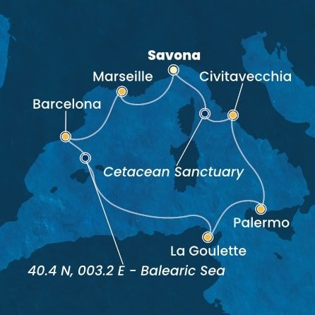 Taliansko, Francúzsko, Španielsko, Tunisko ze Savony na lodi Costa Smeralda