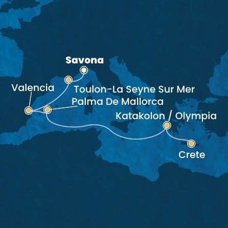 Taliansko, Francúzsko, Španielsko, Grécko ze Savony na lodi Costa Pacifica