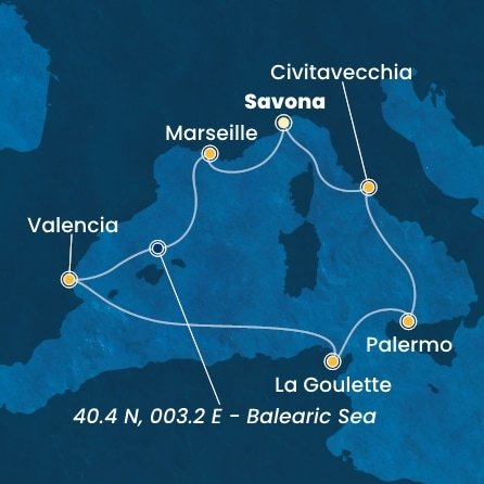Taliansko, Francúzsko, Španielsko, Tunisko ze Savony na lodi Costa Pacifica