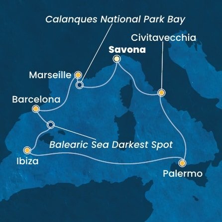 Taliansko, Francúzsko, Španielsko ze Savony na lodi Costa Smeralda