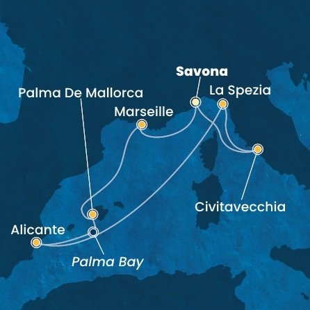 Taliansko, Francúzsko, Španielsko ze Savony na lodi Costa Pacifica
