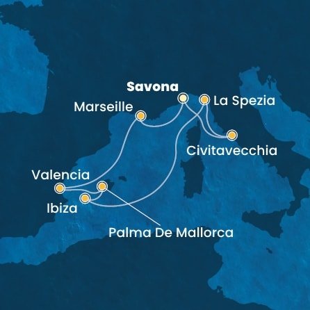 Taliansko, Francúzsko, Španielsko ze Savony na lodi Costa Pacifica
