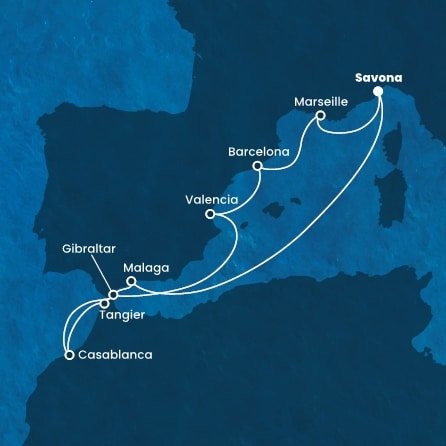 Taliansko, Španielsko, Maroko, Gibraltár, Francúzsko ze Savony na lodi Costa Fortuna