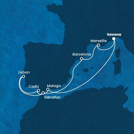 Taliansko, Španielsko, Portugalsko, Gibraltár, Francúzsko ze Savony na lodi Costa Fortuna