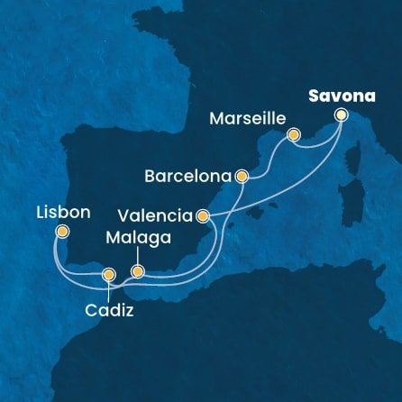 Taliansko, Francúzsko, Španielsko, Portugalsko ze Savony na lodi Costa Pacifica