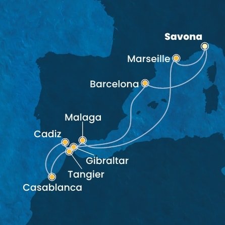 Taliansko, Španielsko, Maroko, Gibraltár, Francúzsko ze Savony na lodi Costa Diadema