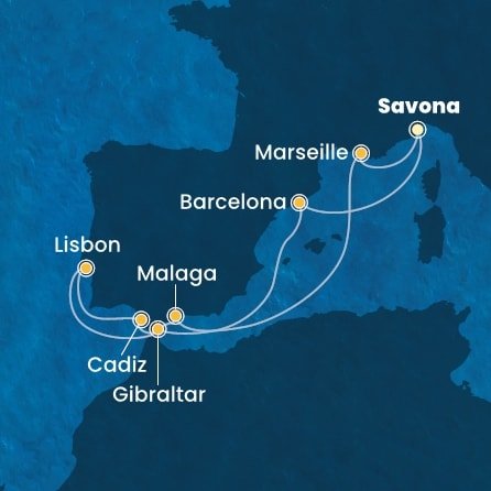 Taliansko, Španielsko, Gibraltár, Portugalsko, Francúzsko ze Savony na lodi Costa Pacifica