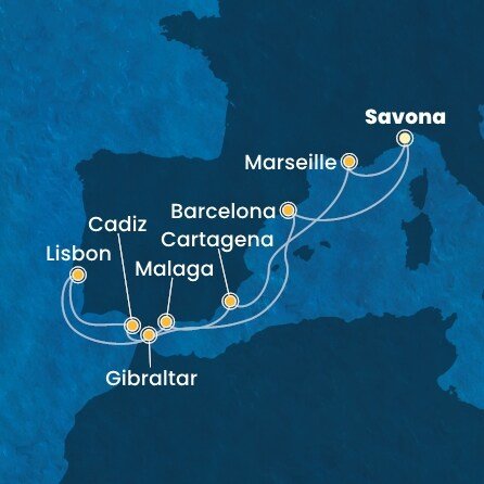 Taliansko, Španielsko, Portugalsko, Gibraltár, Francúzsko ze Savony na lodi Costa Diadema