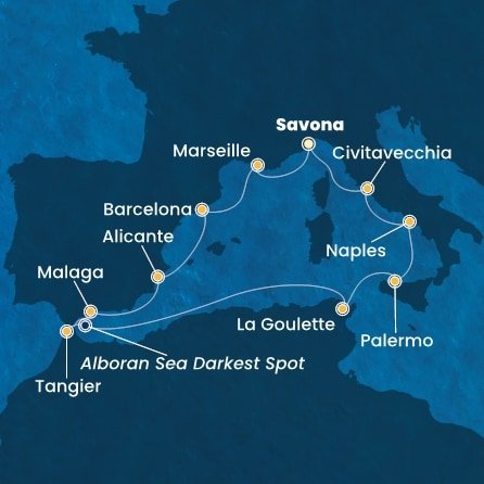 Taliansko, Francúzsko, Španielsko, Maroko, Tunisko ze Savony na lodi Costa Toscana