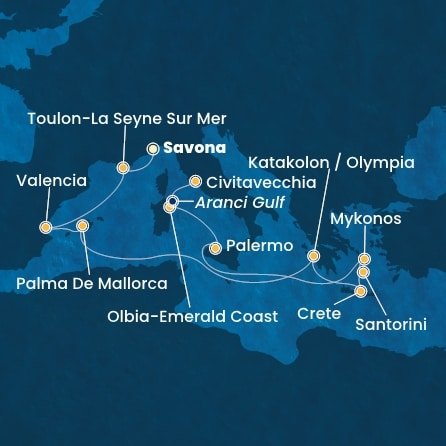 Taliansko, Francúzsko, Španielsko, Grécko, Kréta ze Savony na lodi Costa Pacifica