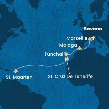 Taliansko, Francúzsko, Španielsko, Portugalsko, Svatý Martin ze Savony na lodi Costa Fascinosa