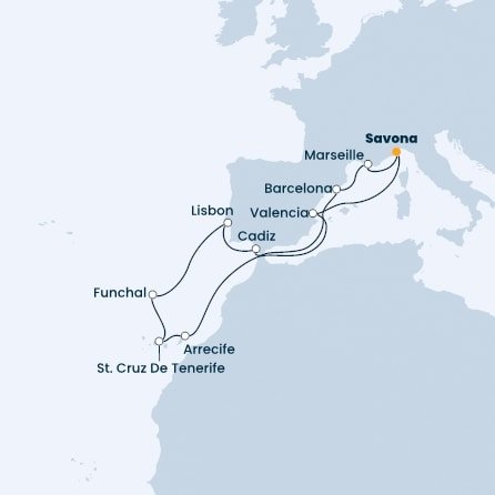 Taliansko, Španielsko, Portugalsko, Francúzsko zo Savony na lodi Costa Firenze