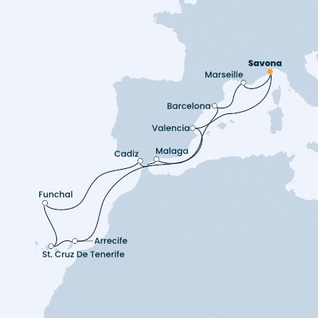Taliansko, Španielsko, Portugalsko, Francúzsko zo Savony na lodi Costa Firenze