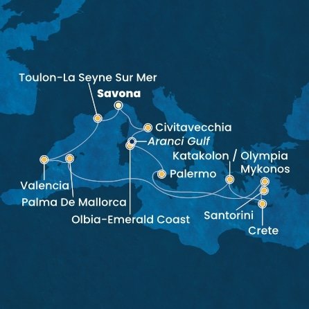 Taliansko, Francúzsko, Španielsko, Grécko, Kréta ze Savony na lodi Costa Pacifica