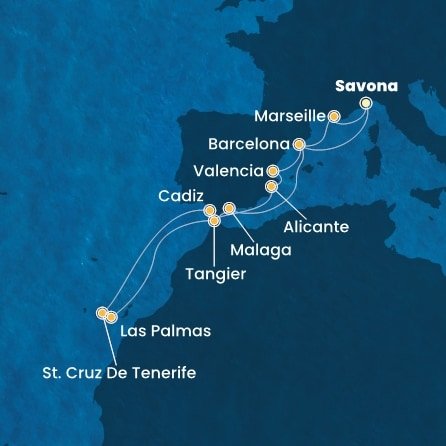 Taliansko, Francúzsko, Španielsko, Maroko ze Savony na lodi Costa Toscana