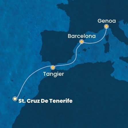 Španielsko, Maroko, Taliansko z Tenerife na lodi Costa Smeralda
