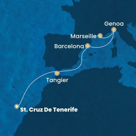 Španielsko, Maroko, Taliansko, Francúzsko z Tenerife na lodi Costa Smeralda