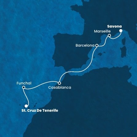 Španielsko, Portugalsko, Maroko, Francúzsko, Taliansko z Tenerife na lodi Costa Fortuna