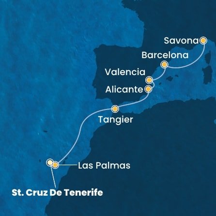 Španielsko, Maroko, Taliansko z Tenerife na lodi Costa Toscana