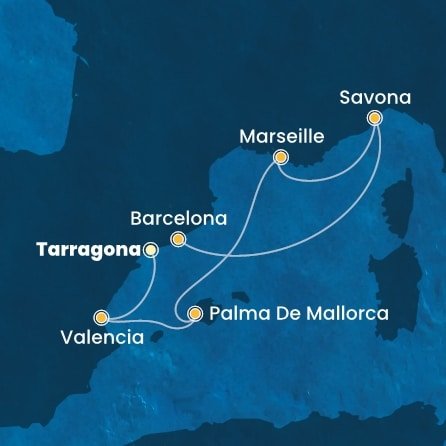 Španielsko, Francúzsko, Taliansko z Tarragony na lodi Costa Diadema