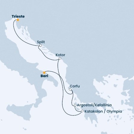 Taliansko, Chorvátsko, Čierna Hora, Grécko z Trieste na lodi Costa Deliziosa