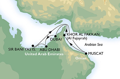 Spojené arabské emiráty, Omán z Dubaja na lodi MSC Splendida