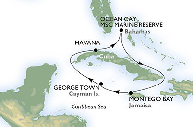 Kuba, Bahamy, Jamajka, Kajmanské ostrovy z Havany na lodi MSC Opera