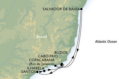 Brazília zo Santosu na lodi MSC Preziosa