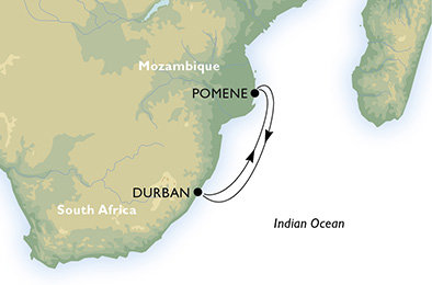 Juhoafrihoafrická republika, Mozambik z Durbanu na lodi MSC Sinfonia