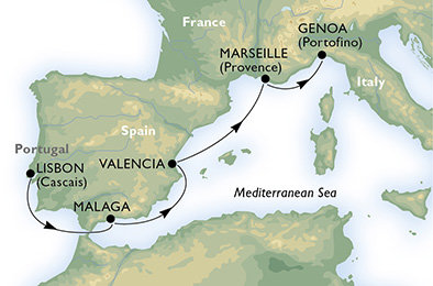 Portugalsko, Španielsko, Francúzsko, Taliansko z Lisabonu na lodi MSC Divina