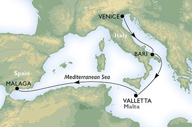 Taliansko, Malta, Španielsko z Benátok na lodi MSC Musica
