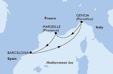 Francúzsko, Španielsko, Taliansko z Marseille na lodi MSC Magnifica